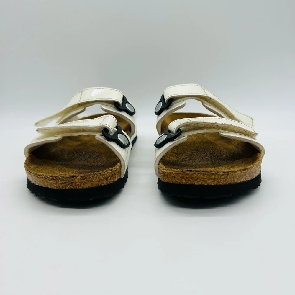 BIRKIES UNISEX WHITE VELCRO SLIP ON SANDALS SIZE W6 M4 - Picture 3 of 14